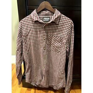 Mountain Khaki Size M Red/Gray Checkered 100% Cotton Long Sleeve